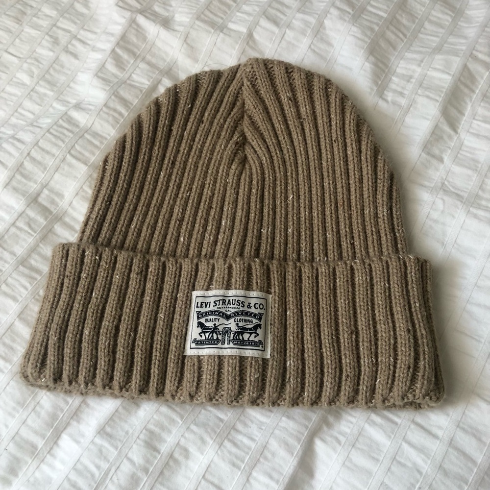 Levi's Ribbed Fold-Over Beanie - Brown